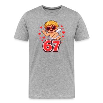 Cadeau en forme de cœur d’amour Cupid Days 67 mignon - T-shirt bio Premium Homme - gris chiné - Devant - Damien (186cm)