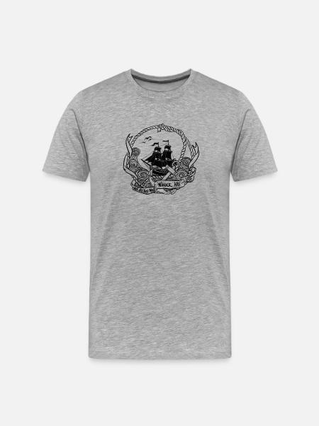 Pirate ship in a rope circle - Men's Premium Organic T-Shirt - heather grey