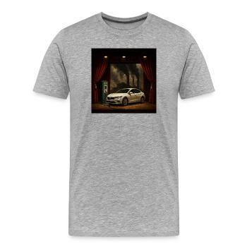 Electric car on the smoke scene - Men's Premium Organic T-Shirt - heather grey - Front - Damien (186cm)