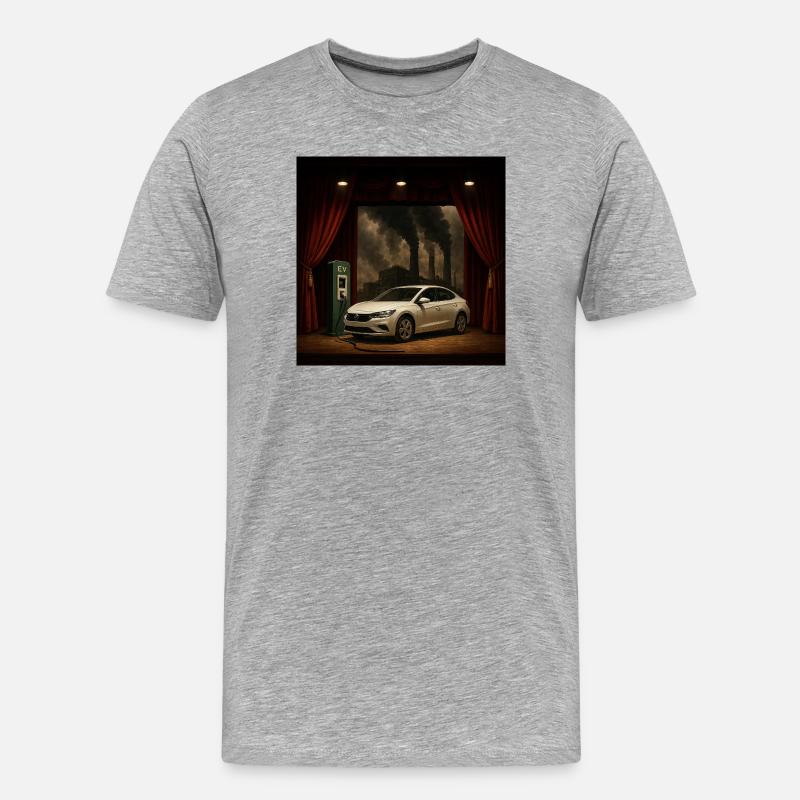 Elektroauto auf der Rauchszene - Männer Premium Bio T-Shirt - Grau meliert