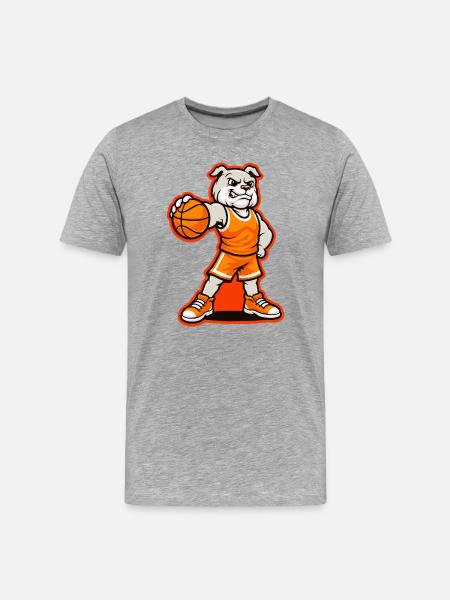 Basketball-Bulldoggen-Maskottchen-Powerpose - Männer Premium Bio T-Shirt - Grau meliert