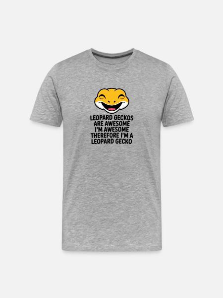Leopardgekko-Lachkunst - Männer Premium Bio T-Shirt - Grau meliert