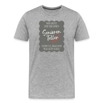 Senior Plate – Funny Saying for Seniors - Men's Premium Organic T-Shirt - heather grey - Front - Damien (186cm)