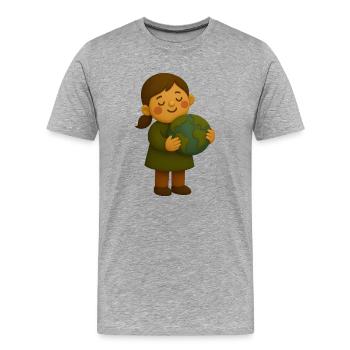 Little environmentalist with globe - Men's Premium Organic T-Shirt - heather grey - Front - Damien (186cm)