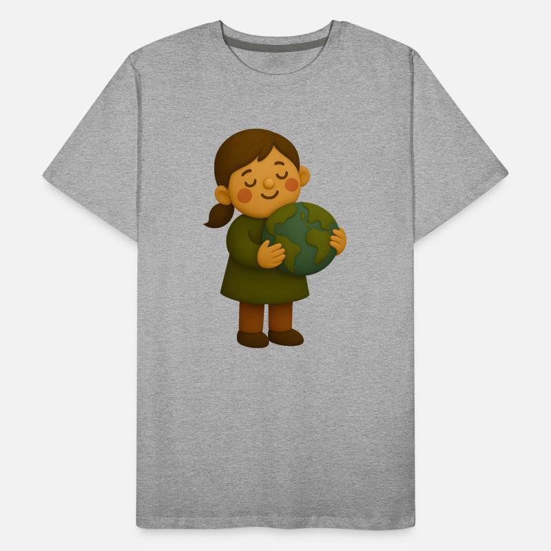 Little environmentalist with globe Men's Premium Organic T-Shirt