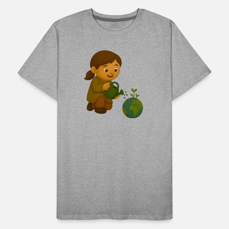 Little environmentalist pouring globe Men's Premium Organic T-Shirt