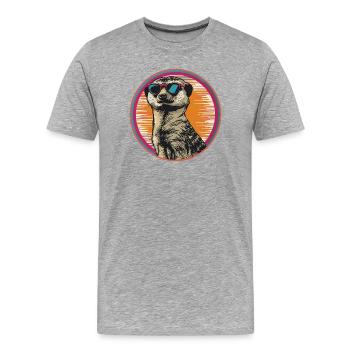 Suricate avec des lunettes de soleil rétro - T-shirt bio Premium Homme - gris chiné - Devant - Damien (186cm)