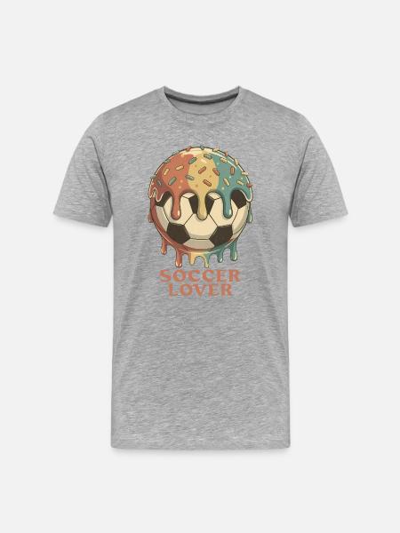 Retro Soccer Lover | Fußballspieler - Männer Premium Bio T-Shirt - Grau meliert