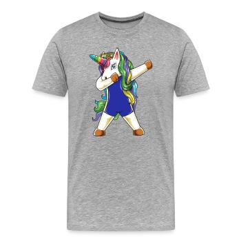Nageur licorne drôle de nageur drôle d’été - T-shirt bio Premium Homme - gris chiné - Devant - Damien (186cm)