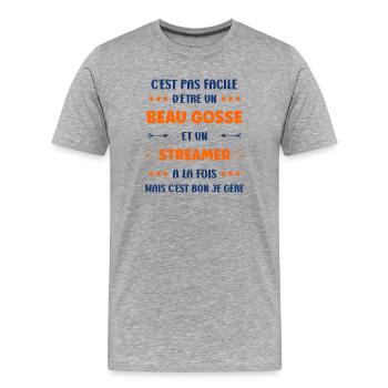 Handsome guy and streamer at the same time - Men's Premium Organic T-Shirt - heather grey - Front - Damien (186cm)