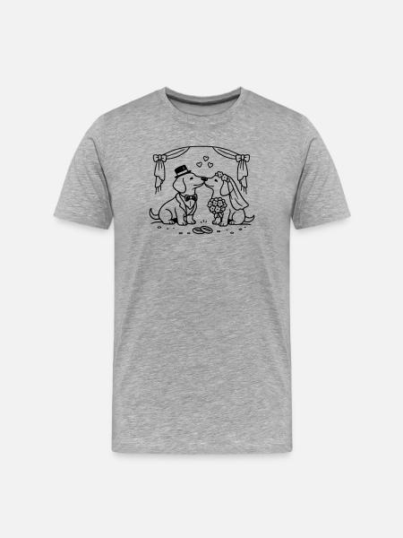 Dachshund Wedding Line Art - Men's Premium Organic T-Shirt - heather grey