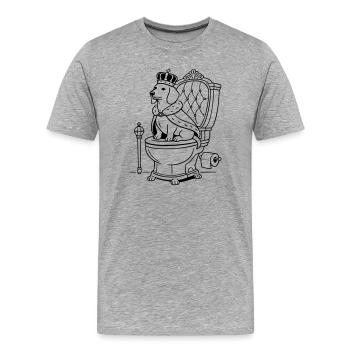 dackel thron toilette line art - Männer Premium Bio T-Shirt - Grau meliert - Vorne - Damien (186cm)