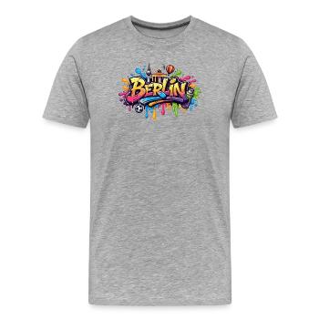 Lettrage graffiti berlinois avec effets de couleur - T-shirt bio Premium Homme - gris chiné - Devant - Damien (186cm)
