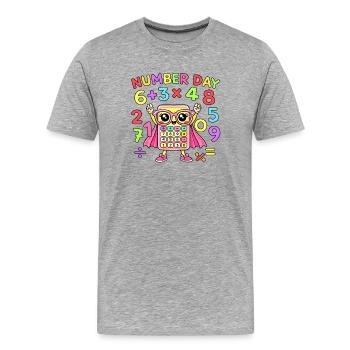 Colorful Calculator Mascot with Numbers - Men's Premium Organic T-Shirt - heather grey - Front - Damien (186cm)