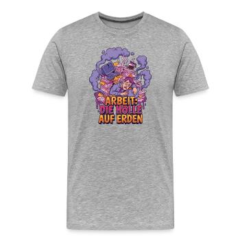 Work stress: hell on earth - Men's Premium Organic T-Shirt - heather grey - Front - Damien (186cm)
