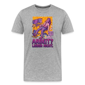 Travailler ? Plutôt pas - T-shirt bio Premium Homme - gris chiné - Devant - Damien (186cm)