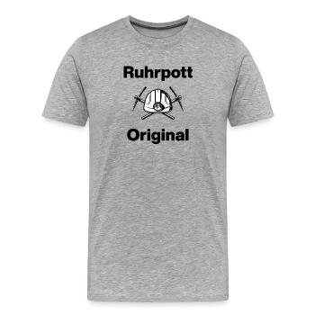 Ruhrpott Original, Bergmann Stolz ! NRW, Charbon - T-shirt bio Premium Homme - gris chiné - Devant - Damien (186cm)