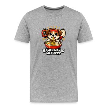 Le ramen me rend heureux - T-shirt bio Premium Homme - gris chiné - Devant - Damien (186cm)