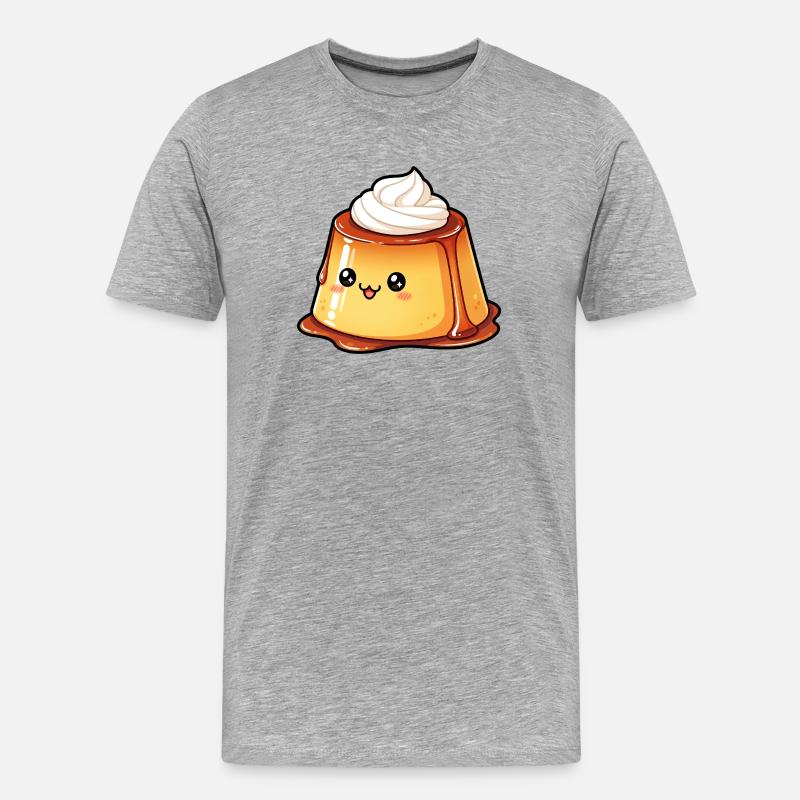 Kawaii Karamellpudding - Männer Premium Bio T-Shirt - Grau meliert