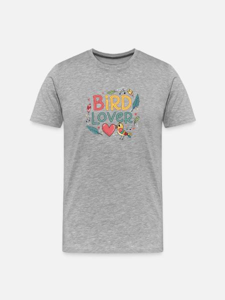 Bird Lover Feather and Heart - Men's Premium Organic T-Shirt - heather grey