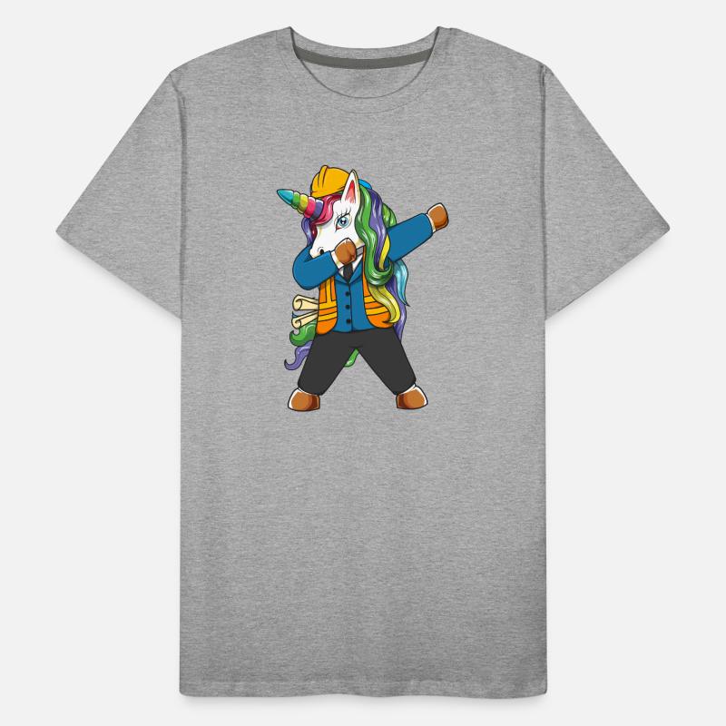 Dabbing Unicorn Engineer Construction Worker Men's Premium Organic T-Shirt