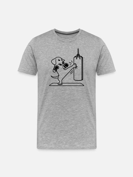 kickboxen boxen hund dackel - Männer Premium Bio T-Shirt - Grau meliert