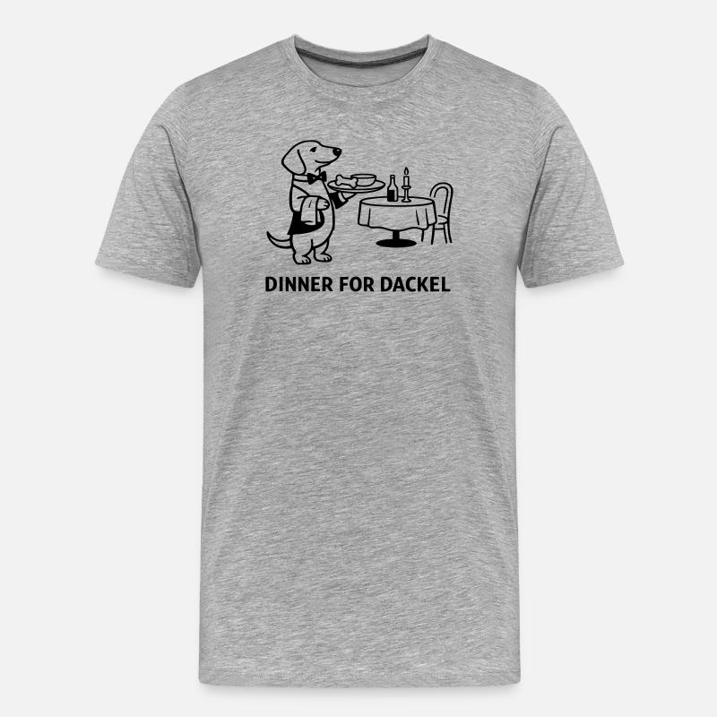 Dinner For Dackel - Männer Premium Bio T-Shirt - Grau meliert