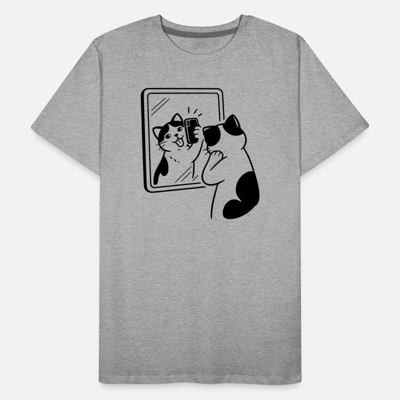 Selfie dans le miroir du chat T-shirt bio Premium Homme