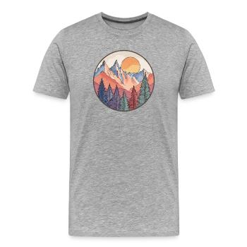 Berg bei Sonnenuntergang – Naturmotiv - Männer Premium Bio T-Shirt - Grau meliert - Vorne - Damien (186cm)
