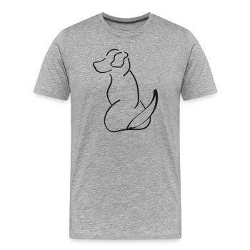 Contour chien-chien contour Silhouette minimale - T-shirt bio Premium Homme - gris chiné - Devant - Damien (186cm)
