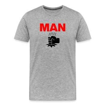 Homme Coup de poing – Poing Puissant ! Harald, Réalité, Mème - T-shirt bio Premium Homme - gris chiné - Devant - Damien (186cm)