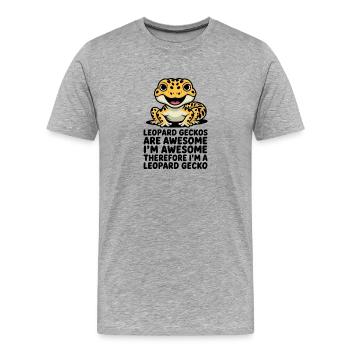 Leopardgekko-Zeichentrick: Fleckiger Talisman - Männer Premium Bio T-Shirt - Grau meliert - Vorne - Damien (186cm)