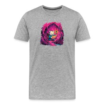 Panda dans la lumière rose de la grotte - T-shirt bio Premium Homme - gris chiné - Devant - Damien (186cm)
