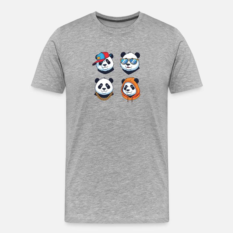 Panda Streetstyle Avatare Set - Männer Premium Bio T-Shirt - Grau meliert