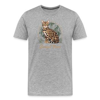 Mignonne maman chatte Bengalie - T-shirt bio Premium Homme - gris chiné - Devant - Damien (186cm)