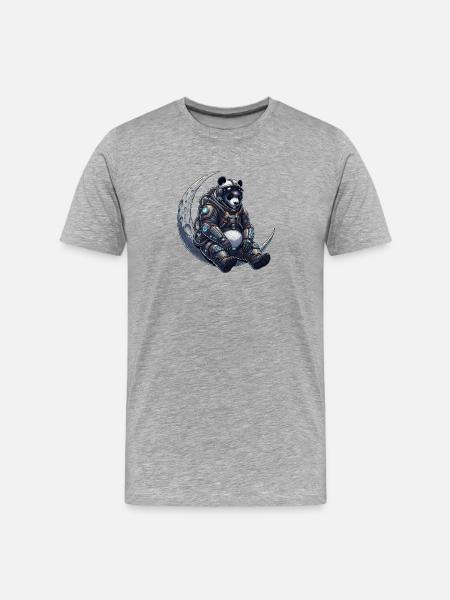 Panda Astronaut - Männer Premium Bio T-Shirt - Grau meliert