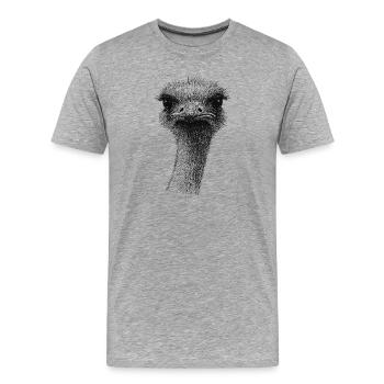 Emu Strauß Portrait - Männer Premium Bio T-Shirt - Grau meliert - Vorne - Damien (186cm)