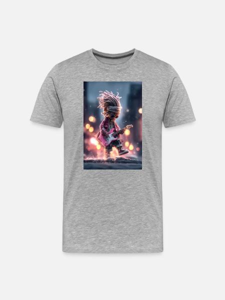 Neon Dread Guitarist with Pink Guitar - Men's Premium Organic T-Shirt - heather grey