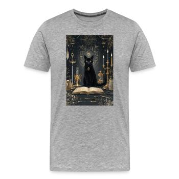 Midnight Cat Alchemist - Men's Premium Organic T-Shirt - heather grey - Front - Damien (186cm)
