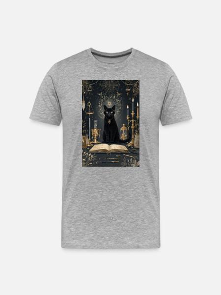 Midnight Cat Alchemist - Men's Premium Organic T-Shirt - heather grey