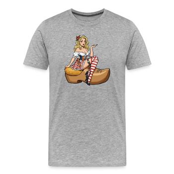 Holland pin-up in clog - Men's Premium Organic T-Shirt - heather grey - Front - Damien (186cm)
