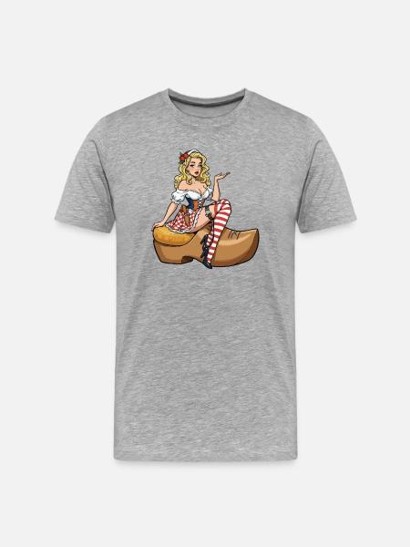 Holland pin-up in clog - Men's Premium Organic T-Shirt - heather grey