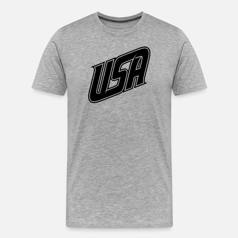 USA  Logo - Farbe variabel - Männer Premium Bio T-Shirt - Grau meliert