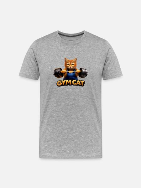 GymCat: Strength training with cats - Men's Premium Organic T-Shirt - heather grey
