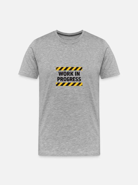 Progress in progress – warning tape - Men's Premium Organic T-Shirt - heather grey