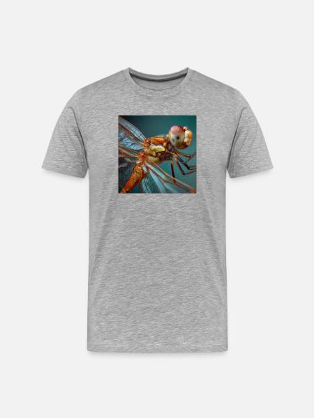 Dragonflies Macro Portrait Wildlife Graphic - Men's Premium Organic T-Shirt - heather grey