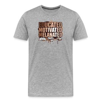 Educated Motivated Melanated Empowerment  - Men's Premium Organic T-Shirt - heather grey - Front - Damien (186cm)