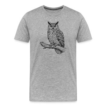chouette sur la branche - T-shirt bio Premium Homme - gris chiné - Devant - Damien (186cm)