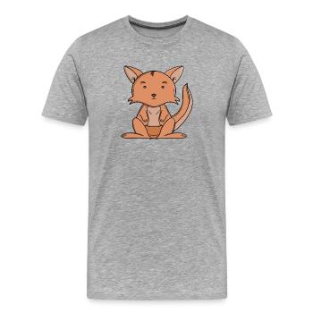 Niedliches Känguru, niedliches Kawaii, australisches Tier - Männer Premium Bio T-Shirt - Grau meliert - Vorne - Damien (186cm)
