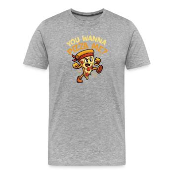Tu veux me pizza, nourriture drôle, humour à jeux de mots, - T-shirt bio Premium Homme - gris chiné - Devant - Damien (186cm)